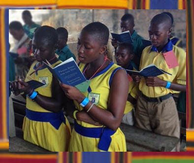 Ghanian students recite Praise Song for the Day